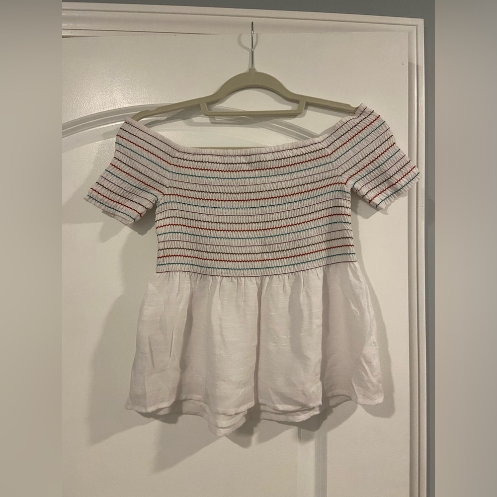 Women’s GUESS Off the Shoulder White Peplum Top size XS